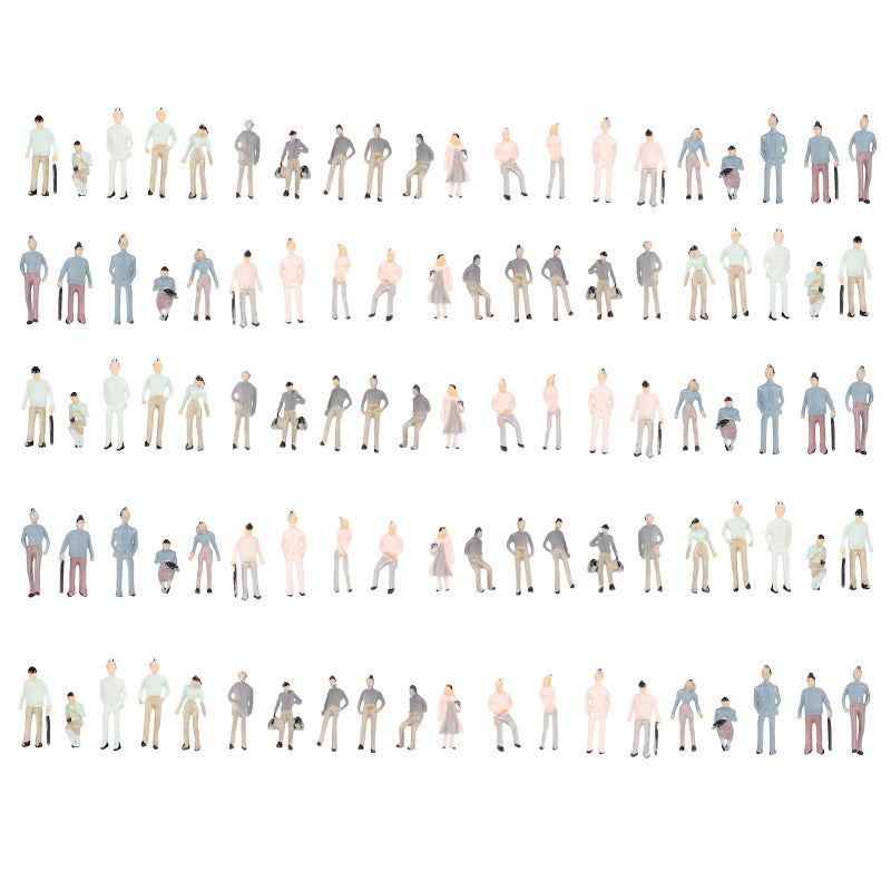 SZZJ 1:200 Scale Z Gauge Model Painted Figure People for Street Train Layout (Pack of 100) - Image 1